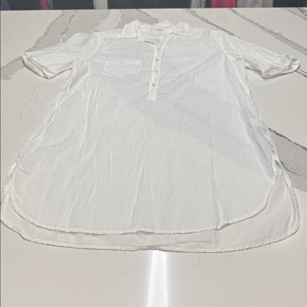 Free People Sheer White Tunic Top 100% Cotton Never Worn Tunic Length